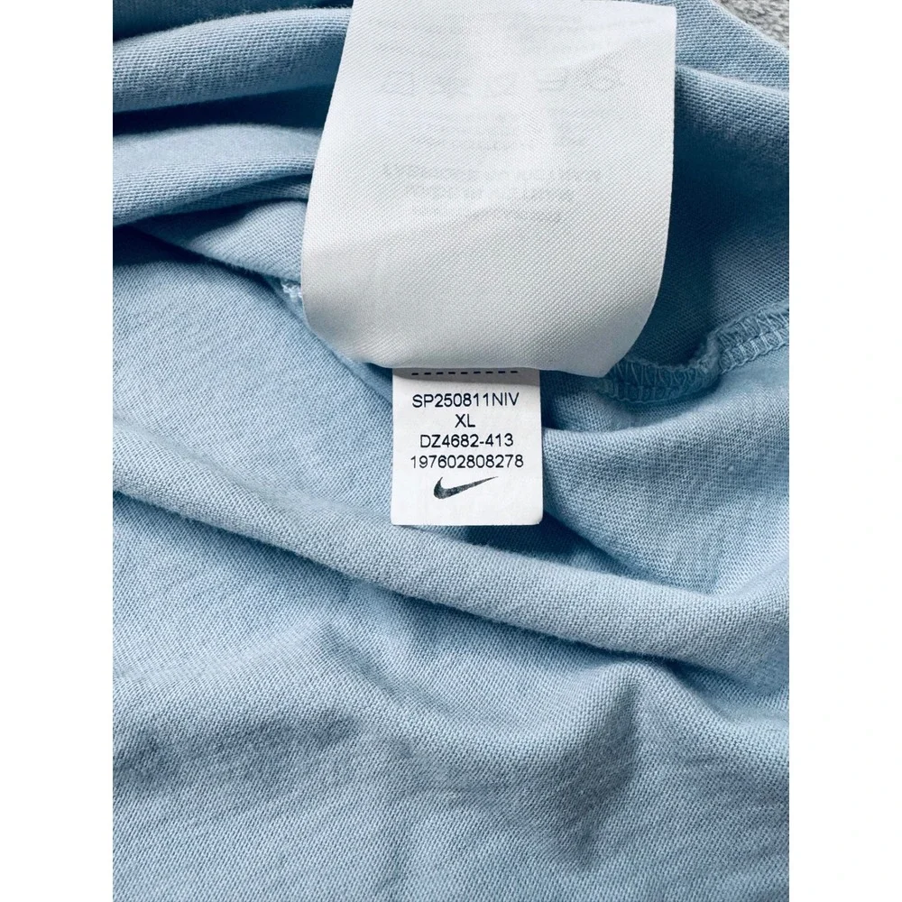 Nike The Nike Tee Womens XL Light Blue V Neck T Shirt Cotton Swoosh Logo